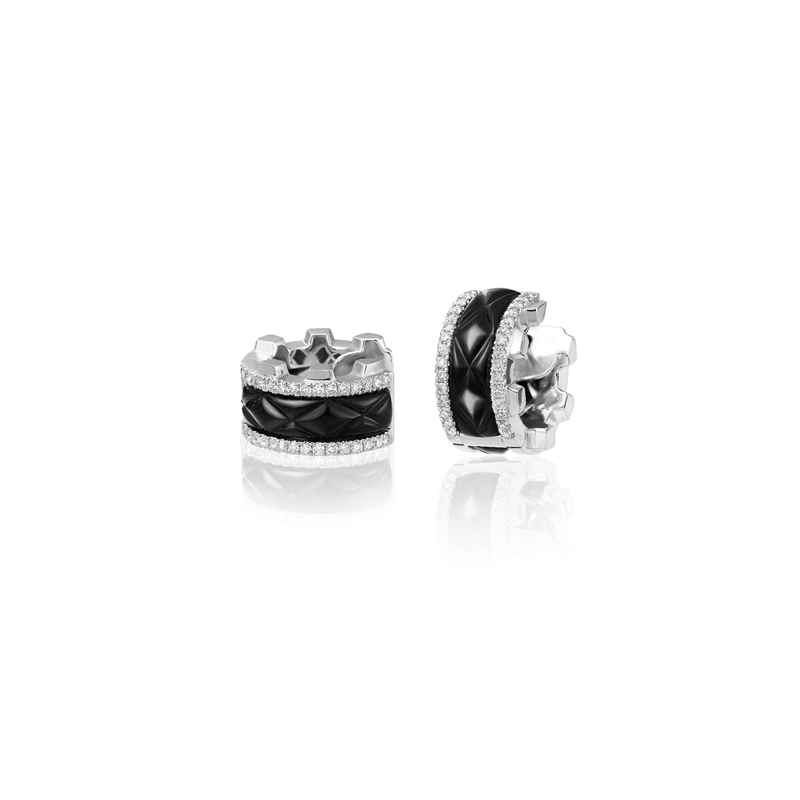 18K White Gold Black Chalcedony Diamond Earrings