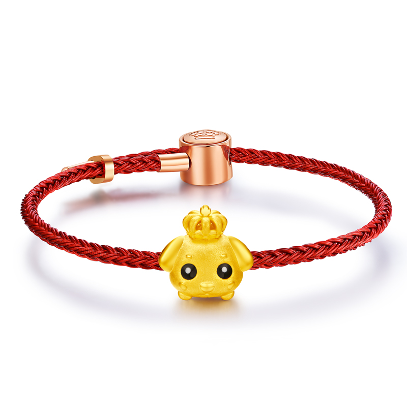 Chinese Zodiac 2021: Dog - Fine Gold Pendant (With Red Bracelet)