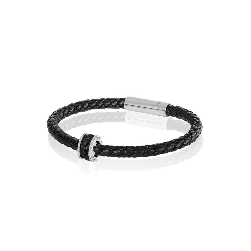 18K White Gold Black Chalcedony Diamond Bracelet
