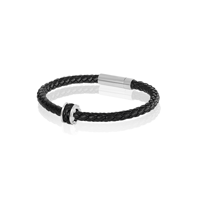 18K White Gold Black Chalcedony Bracelet